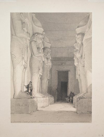 مصر والنوبة: المجلد الأول - رقم 9 ، معبد غيرشي المحفور ، النوبة ، 1838. بواسطة لويس هاجي