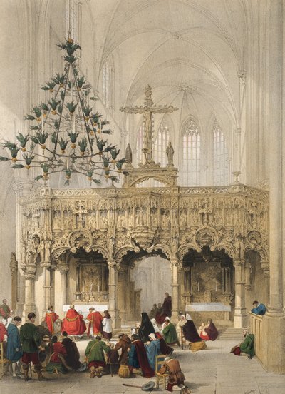 شاشة في كنيسة Aerscot ، الورقة 2 من "محفظة Haghe&39;s Sketches: Belgium ، ألمانيا" ، c.1845-55 بواسطة لويس هاجي