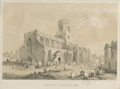 ستافورد - كنيسة سانت ماري: طباعة حجرية ، 1841 بواسطة لويس هاجي