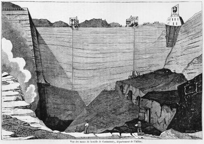 منجم الفحم في Commentry ، توضيح من Le Magasin Pittoresque ، 1835 (صور من وزن الجسم) بواسطة لويس هنري بريفير