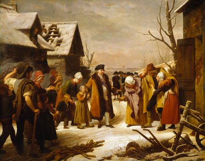 Louis XVI Distributing Alms to the Poor of Versailles during the Winter of 1788 بواسطة لويس هرسنت