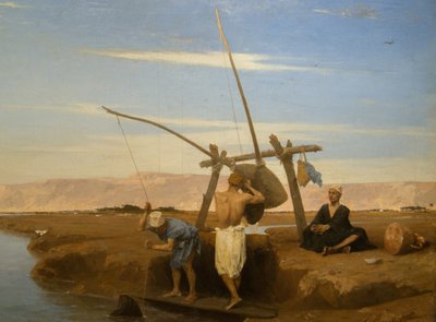 شدوف في صعيد مصر (زيت على خشب 1874) بواسطة لويس هيبوليت موشوت