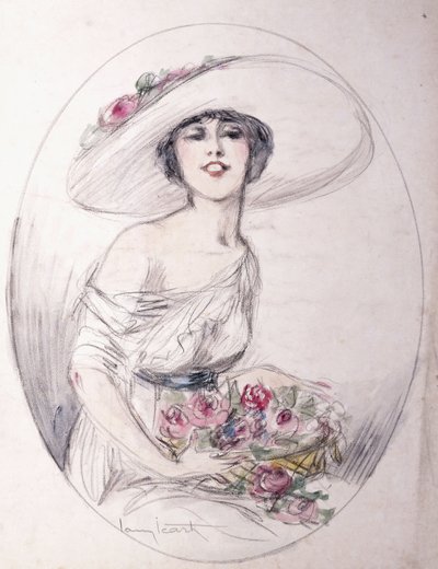 فتاة مع باقة من الزهور بواسطة لويس إيكارت