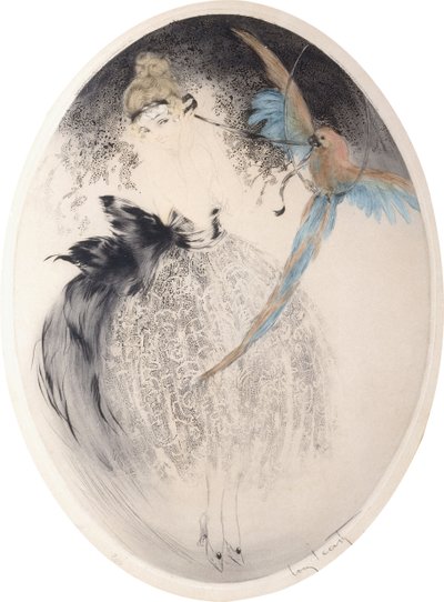 سيدة مع ببغاء بواسطة لويس إيكارت