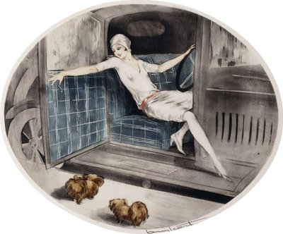 امرأة في سيارة مع اثنين من البكيني بواسطة لويس إيكارت