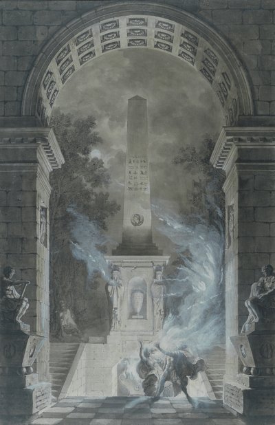 مشهد من مأساة سميراميس من فولتير (1694-1778) (قلم وحبر ومرحاض على ورق) بواسطة لويس جان ديسبريز