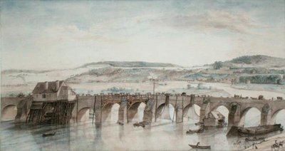 The Two Bridges (Saint-Cloud and Sevres) (قلم حبر وألوان مائية على ورق) بواسطة لويس جان ديسبريز