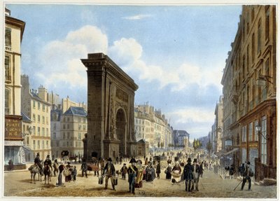 La porte de St Denis- في "Promenade dans Paris et ses environs" ، صممه Jacottet و Benoist ، c. 1840 بواسطة لويس جوليان جاكوت
