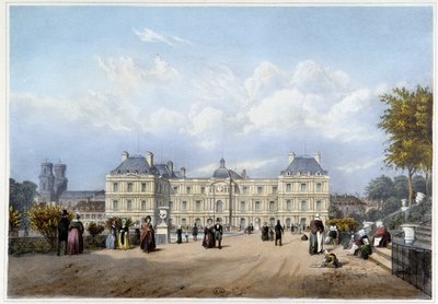 لو باليه دو لوكسمبورغ ، على جانب الحديقة. في "باريس ومحيطها" بواسطة لويس جوليان جاكوت