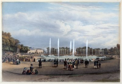 Parc de Versailles: The Dragon's Water Piece - في "نزهة في باريس ومحيطها" ، صممه Jacottet and Benoist ، c. 1840 بواسطة لويس جوليان جاكوت