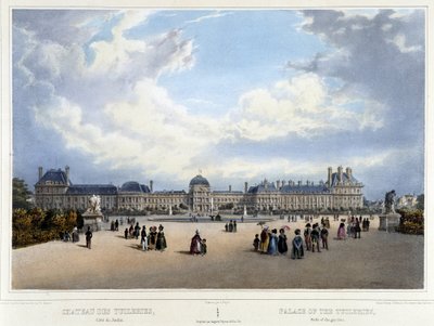 منظر للقصر وحديقة التويلري - في "" Promenade dans Paris et ses environs "" ، بقلم Jacottet and Benoist ، باريس ، حوالي 1840 بواسطة لويس جوليان جاكوت