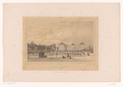 منظر لقصر لوكسمبورغ من Jardin du Luxembourg Palais du Luxembourg، Côté du Jardin (العنوان على الجسم) Gezichten in en om Paris (عنوان المسلسل) باريس (عنوان المسلسل على الكائن) بواسطة Gihaut frères