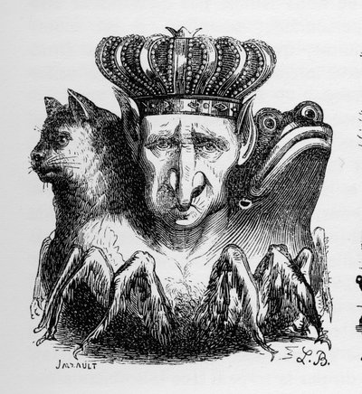 Bael - Baal - (شيطان) - Bael هو رئيس القوة الجهنمية - في "" Le dictionnaire infernal "" بواسطة Collin de Plancy - نقش بواسطة L. Breton. باريس بواسطة لويس لو بريتون