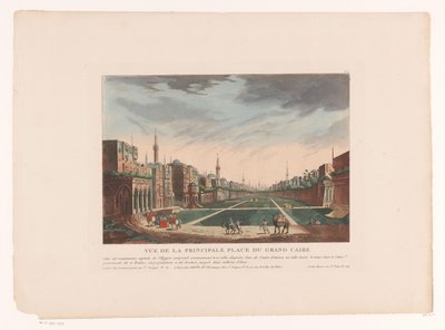 منظر لمربع في القاهرة Vue de la Principale Place du Grand Caire (العنوان على الكائن) مناظر المدينة في إيطاليا وإسبانيا ومصر (عنوان المسلسل) بواسطة جان بابتيست جنتي