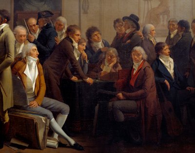 اجتماع الفنانين في ورشة الرسام جان بابتيست إيزابي (1767-1855): آن لويس جيروديت دي روسي تريوسون (آن لويس جيروديت دي روسي تريوسون بواسطة لويس ليوبولد بويلي