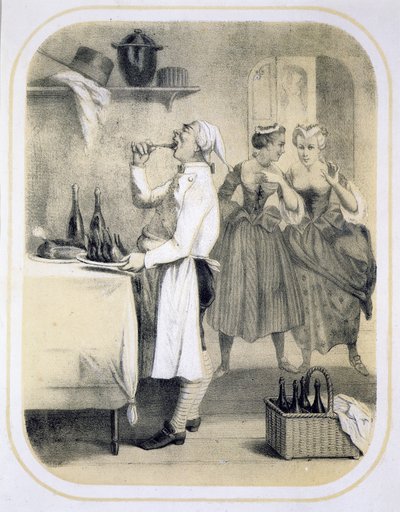 الشراهة في المطبخ ، من سلسلة من المطبوعات التي تصور الخطايا السبع المميتة ، c.1850 بواسطة لويس ليوبولد بويلي