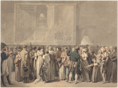 بدأ الجمهور في صالون اللوفر ، يشاهدون لوحة "المقدس" ، عام 1808 (قلم وحبر وألوان مائية) بواسطة لويس ليوبولد بويلي