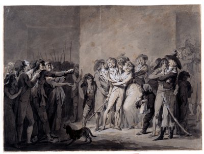 اعتقال شارلوت كورداي (1768-1793) بعد مقتل مارات الرسم بواسطة لويس ليوبولد بويلي (1761-1845) في القرن التاسع عشر في باريس ، متحف كارنافالي بواسطة لويس ليوبولد بويلي
