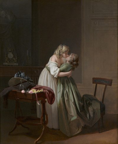 امرأتان صغيرتان تقبيل امرأتان صغيرتان تقبيل ، 1790-1794. بواسطة لويس ليوبولد بويلي