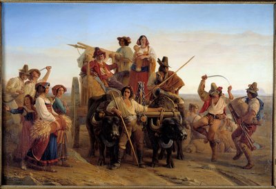 وصول الحصادات إلى مستنقعات البونتان (Agro Pontino) بالقرب من روما لوحة لويس ليوبولد روبرت (1794-1835) 1830 صن. 1،41x2،12 م بواسطة لويس ليوبولد روبرت