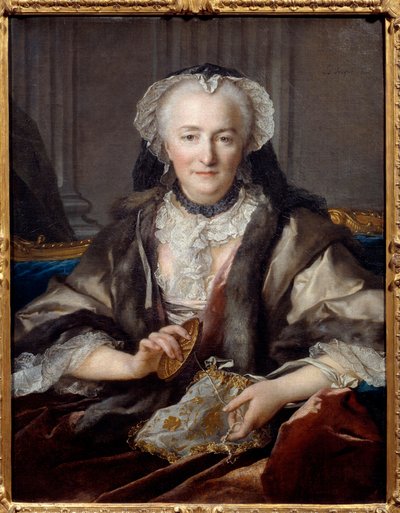 صورة مدام دانج تطرق وهي زوجة المزارع الجنرال ف.ب.دانج دو فاي - رسم لويس توكيه (1696-1772) 1753 صن. 0،83 × 0،63 م - صورة آن جاري ، مدام دانج (في عام 1721 تزوجت من فرانسوا بالتازار دانج دو فاي (1696-1777) بواسطة لويس توك