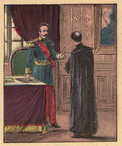 نابليون الثالث ولويس غاستون دي سيجور (لويس جاستون دي سيغور) (1820-1881) أسقف فرنسي في الاليزيه - - نقش من "" التعليم الديني بالعين. ألبوم رائع "للويس مايترجين وجورجيت راموند - فرنسا 1910 بواسطة لويس مايترجين