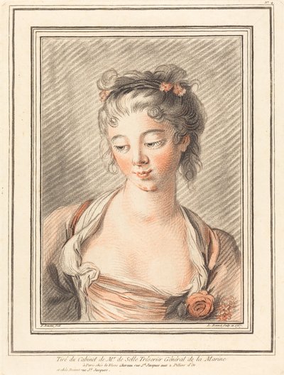 تمثال نصفي لامرأة شابة تنظر إلى الأسفل ، 1773 أو بعد ذلك. بواسطة لويس مارين بونيه