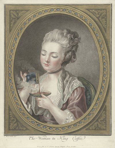 تمثال نصفي لشابة تشرب القهوة The Woman Ta King Coffee (العنوان على الكائن) بواسطة لويس مارين بونيه