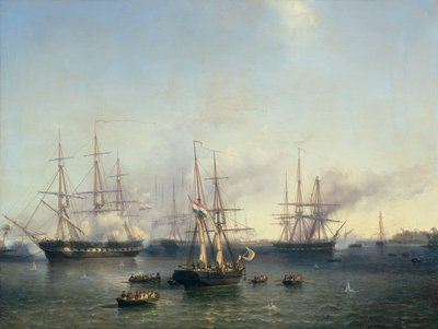 احتلال باليمبانج ، سومطرة في إندونيسيا ، بواسطة اللفتنانت جنرال دي كوك ، 24 يونيو 1821 بواسطة لويس ميجر (توقيع الفنان)