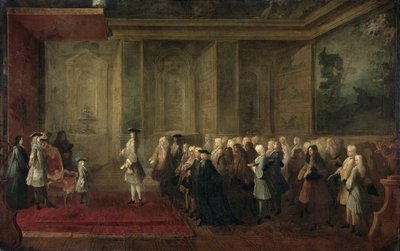 استقبال كورنيليس هوب (1685-1762) كمندوب للولايات العامة في محكمة لويس الخامس عشر ، 24 يوليو 1719 بواسطة لويس ميشيل دومسنيل
