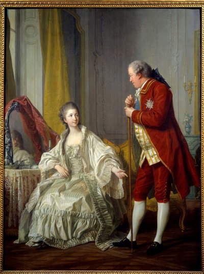 صورة لماركيز وماركيز ماريني. Abel-Francois Poisson de Vandieres ، Marquis de Marigny ، مدير مباني الملك (1727-1781) وزوجته Julie Filleul (1751-1822) ، ابنة لويس الخامس عشر. لوحة لويس ميشيل فان لو (1707-1771) بواسطة لويس ميشيل فان لو