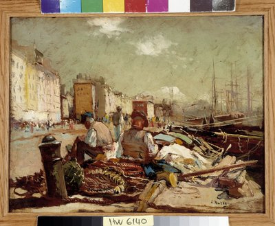 Pecheurs ravauding the nets لوحة لويس ناتيرو (1875-1915) إشارة إلزامية: مجموعة تحيات بروفانس ، مرسيليا بواسطة لويس ناتيرو