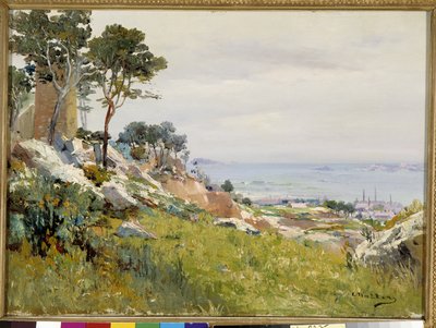 منظر لجزر فريولي من مرتفعات مادراجو لوحة لويس نتيرو (1875-1915) إشارة إلزامية: تحيات المجموعة التأسيسية لبروفانس، مرسيليا بواسطة لويس ناتيرو