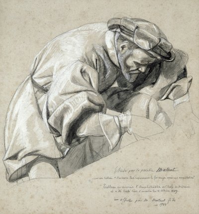 دراسة Ambroise Pare (c.1510-90) "أبو الجراحة الحديثة" (غسيل الفحم والطباشير الأبيض على الورق) بواسطة لويس نيكولاس ماتوت