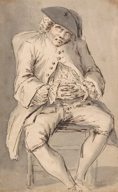 رجل نائم ويداه متقاطعتان على كرسي بواسطة Louis Philippe Boitard