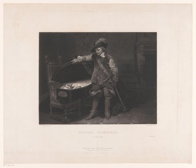 أوليفر كرومويل في نعش تشارلز الأول ، ملك إنجلترا أوليفر كرومويل. 30 جانفييه 1649 (العنوان على الكائن) بواسطة بول ديلاروش