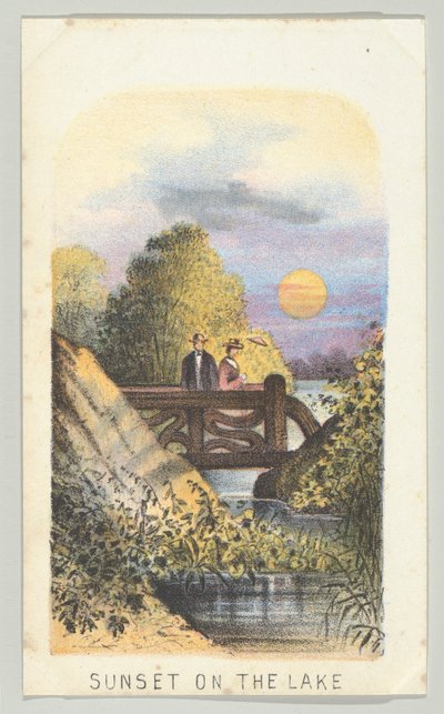 غروب الشمس على البحيرة ، من السلسلة ، مناظر في سنترال بارك ، نيويورك ، الجزء الثاني ، 1864. بواسطة لويس برانغ
