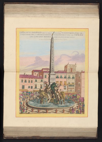 Vierstromenfontein te Rome Obelisk Panfilio ، التي أقامها قداسة N. S. Innocentio X (...] (العنوان على الكائن) بواسطة جيوفاني لورينزو بيرنيني