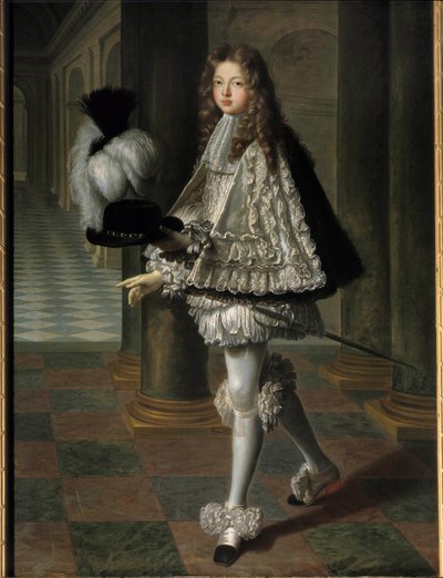 Portrait en pied de Louis Alexandre de Bourbon ، كونت تولوز مرتديًا ثوب الروح القدس المبتدئ (وسام الروح القدس) (1678-1737) ، الابن الشرعي للويس الرابع عشر وفرانسواز أثينا (فرانسواز أثينا) بقلم روششوارت مورتيمارت ، ماركيز مونت بواسطة لويس دي بولون