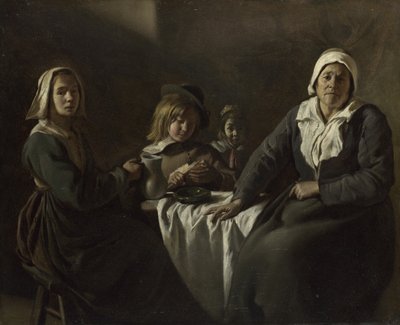 أربع شخصيات على طاولة ، ج. 1643 بواسطة لويس لو نين