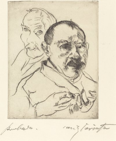 رسم تخطيطي لرأسين ذكور ، صور ذاتية ، 1915. بواسطة لوفيس كورنث
