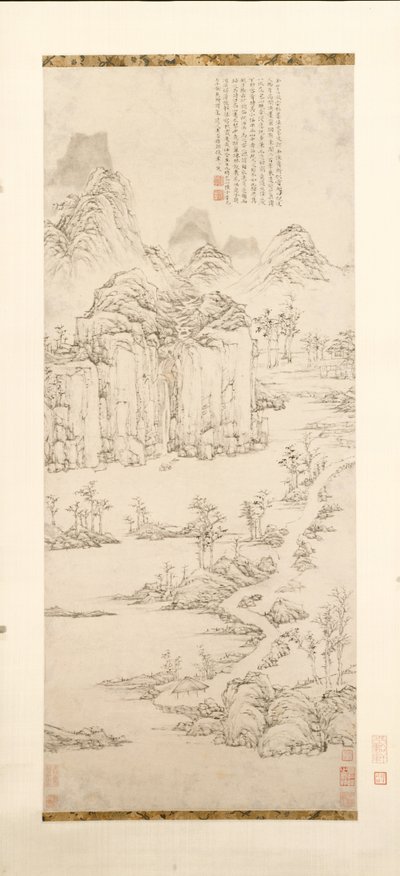 تراجع داويست في الجبل والجدول (منظر طبيعي بعد ني زان [1301–1374]) بواسطة Lu Zhi