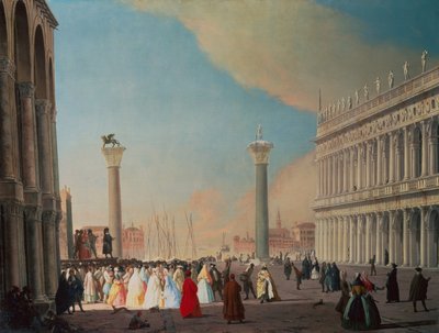 Piazzetta ، البندقية ، باتجاه الجنوب من أمام واجهة سان ماركو (زيت على قماش) بواسطة لوكا كارليفاريس