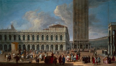 Piazzetta و Piazza San Marco ، البندقية (زيت على قماش) بواسطة لوكا كارليفاريس