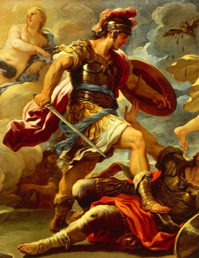 شكل اينيس ، تفاصيل من اينيس يهزم تورنوس ، بقلم لوكا جيوردانو (1634-1705) ، زيت على قماش بواسطة لوكا جيوردانو