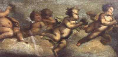 Putti disporting (ورق على قماش) (التفاصيل اليسرى) (انظر أيضًا 67087-90) بواسطة لوكا جيوردانو
