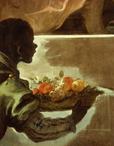 خادم يقدم سلة فواكه ، تفاصيل من Homage إلى Velazquez لكونت سانتيستيبان بواسطة لوكا جيوردانو