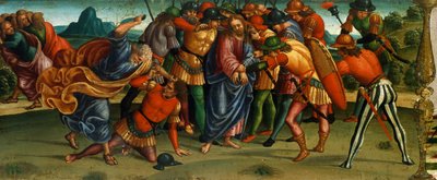 القبض على المسيح ، تفاصيل من بريلا للرثاء على المسيح الميت بواسطة لوكا سينيوريلي (1441-50-1523) ، تمبرا على خشب ، 270 × 240 سم بواسطة لوكا سينيوريلي