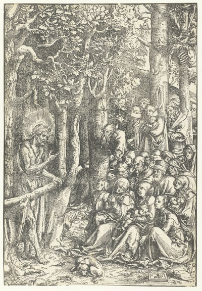 يوحنا المعمدان يكرز للناس بواسطة Lucas Cranach