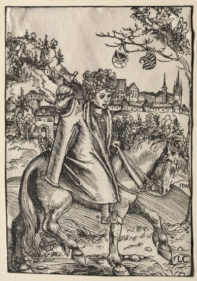 صبي على ظهور الخيل بواسطة Lucas Cranach